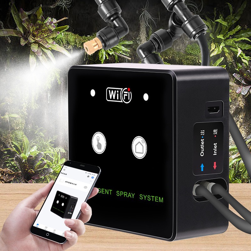 Smart Garden Irrigation System - 熱帯雨林噴霧器 WiFi 制御自動ミスト熱帯雨林タイミングスプレーシステムキット灌漑タイマー爬虫類噴霧器加湿器