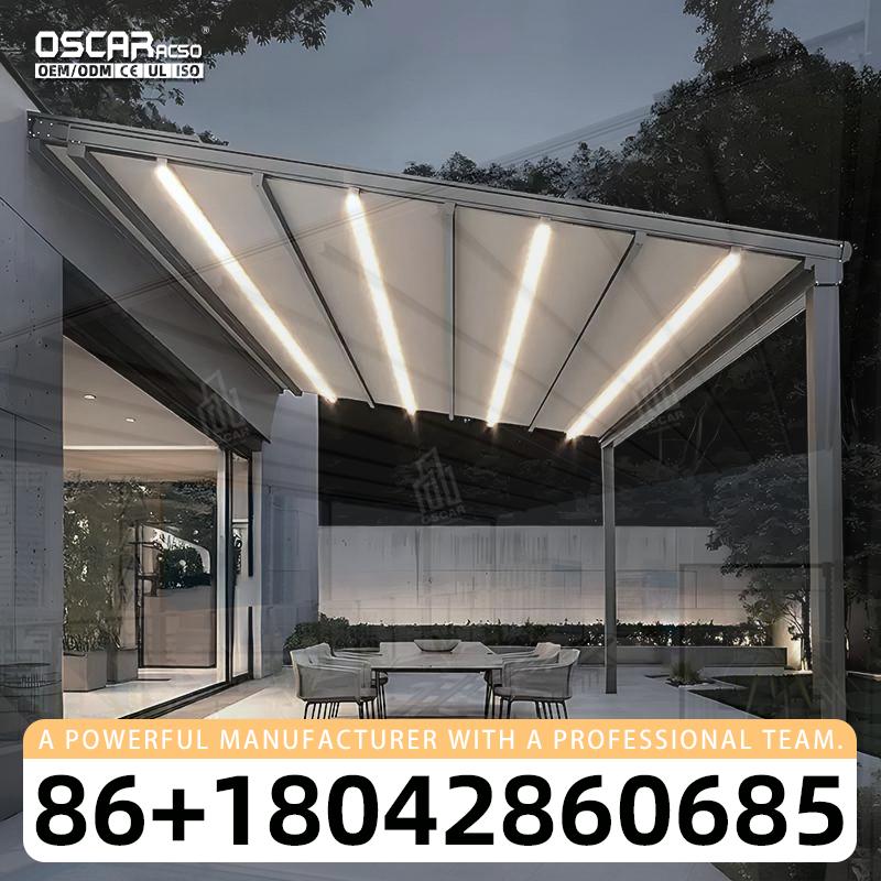 Smart Garden Electric Pergola - 屋外電動自動スライド式オーニング、スマートルーフ防水機能付き、パティオ・庭・バルコニー用格納式キャノピーパーゴラ