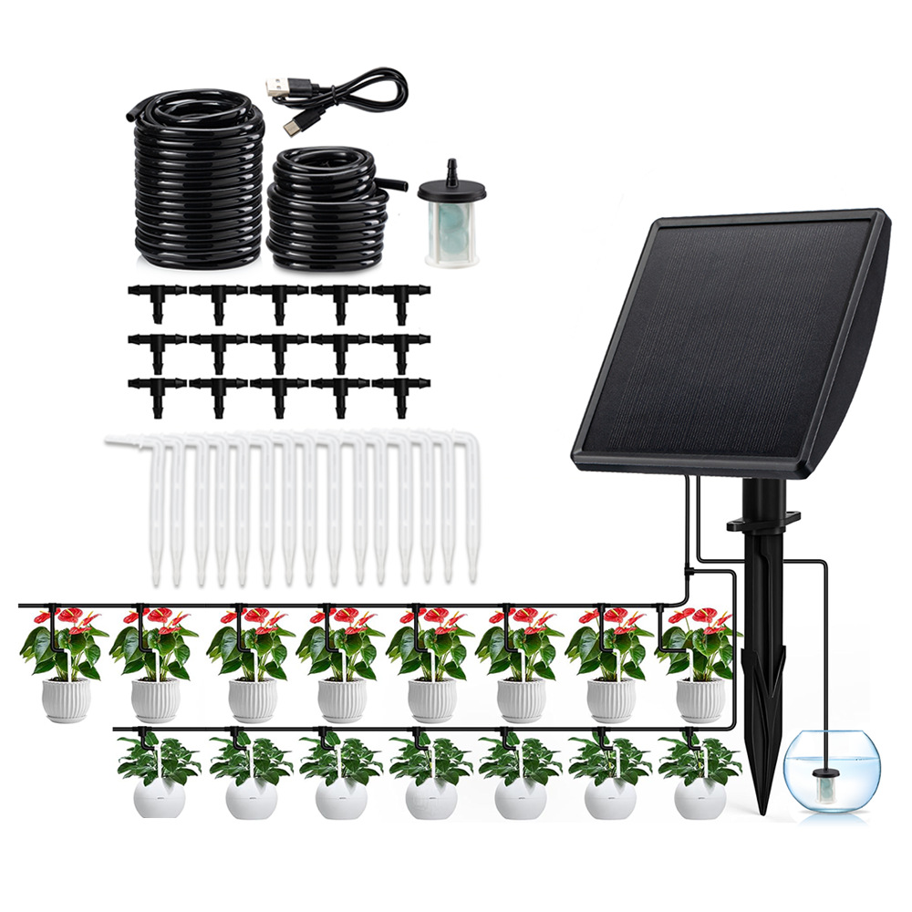 Smart Garden Irrigation System - ソーラー自動点滴灌漑ポンプ スマート散水システム（庭、バルコニー、鉢植え植物用）