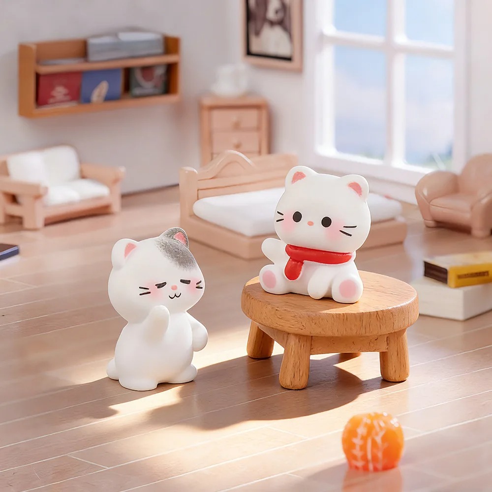 6個入りのかわいい猫の樹脂製フィギュア、ミニチュア装飾品、マ - Smart Garden Diy のレビューと価格