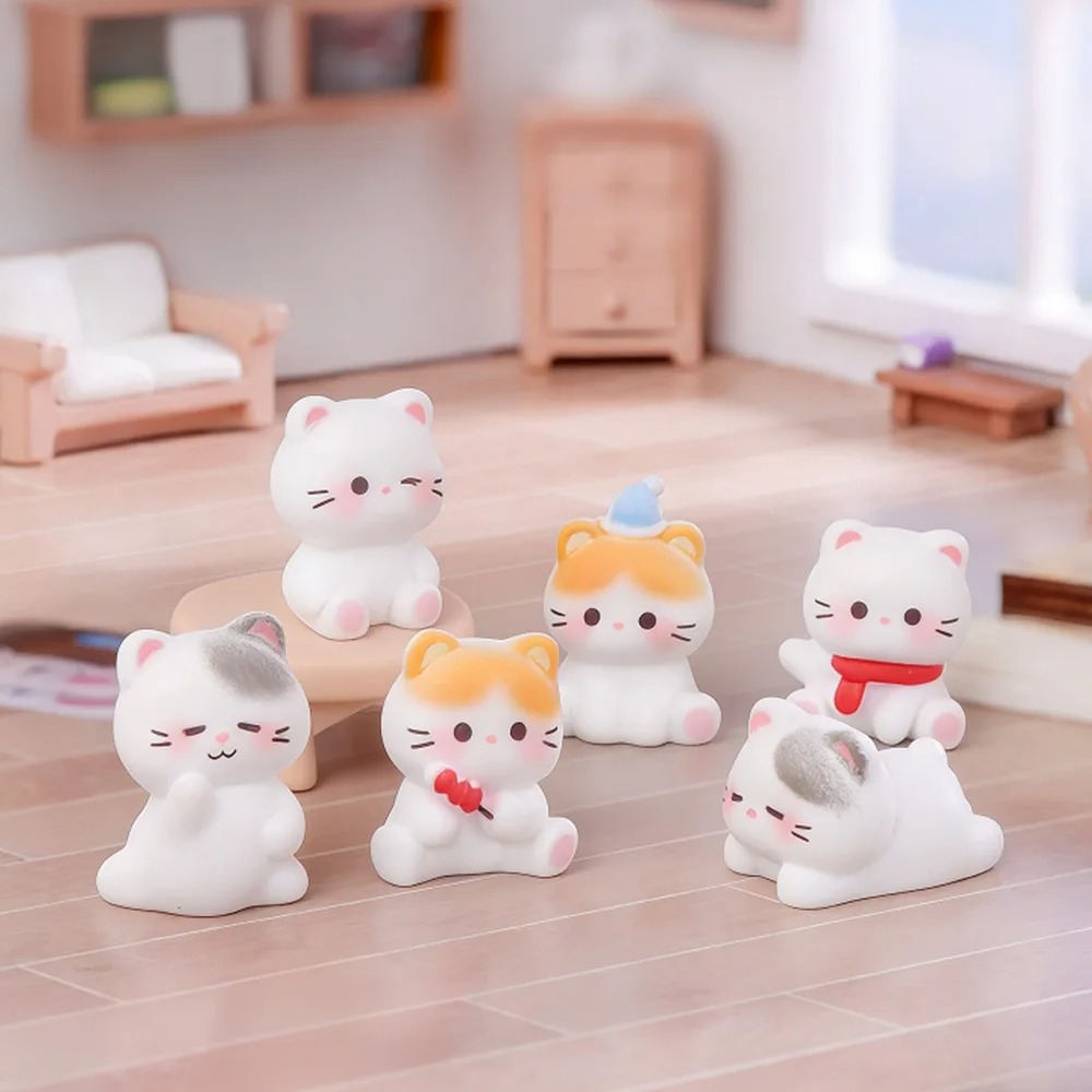6個入りのかわいい猫の樹脂製フィギュア、ミニチュア装飾品、マ - Smart Garden Diy のレビューと価格
