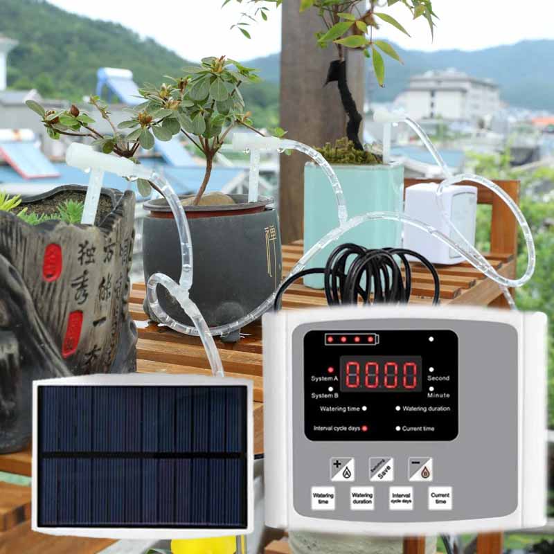 自動太陽エネルギー点滴灌漑装置 ダブルポンプ 調整可能なバル - Smart Garden Irrigation System のレビューと価格