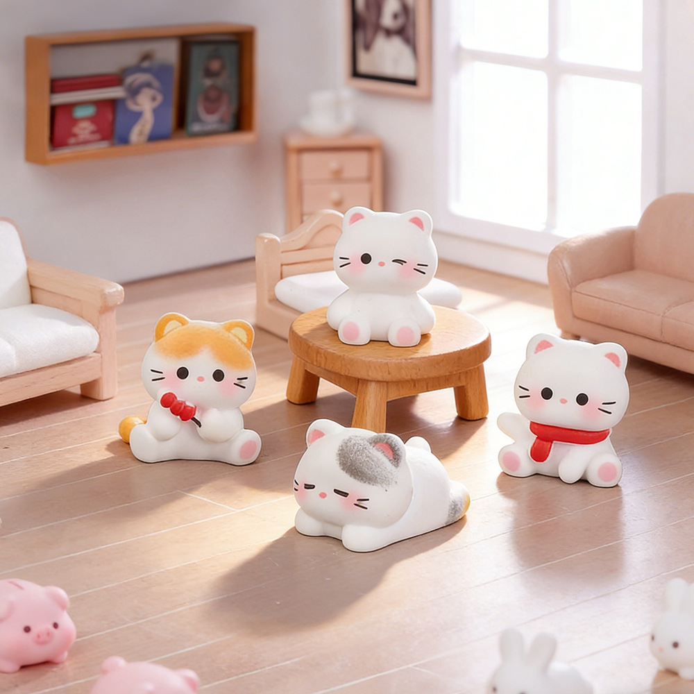 6 個のかわいい猫樹脂置物ミニチュア装飾品マイクロ風景ドール - Smart Garden Diy のレビューと価格