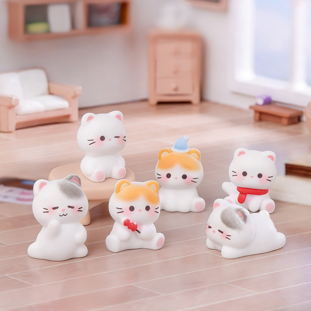 6 個のかわいい猫樹脂置物ミニチュア装飾品マイクロ風景ドール - Smart Garden Diy のレビューと価格