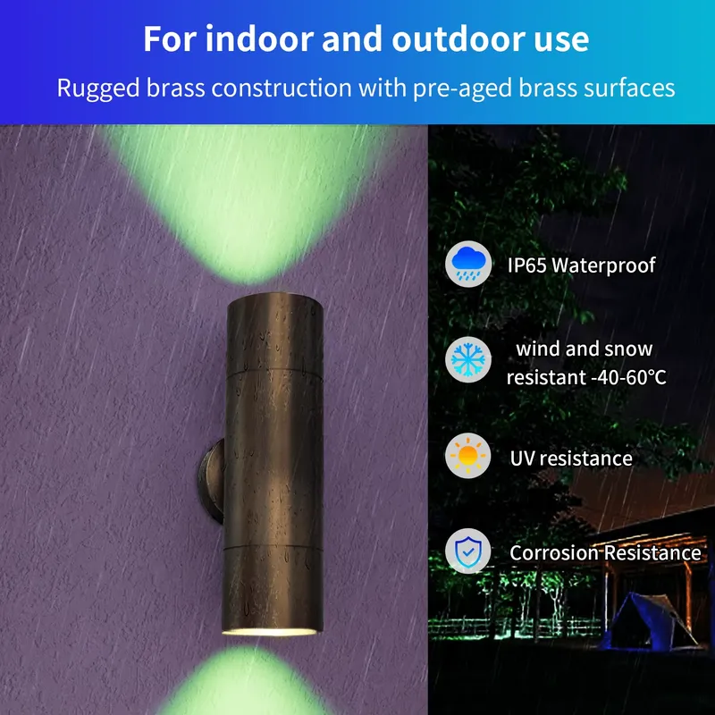 耐久性のある真鍮製屋外LEDウォールライト、IP65防水設計 - Smart Garden Is のレビューと価格