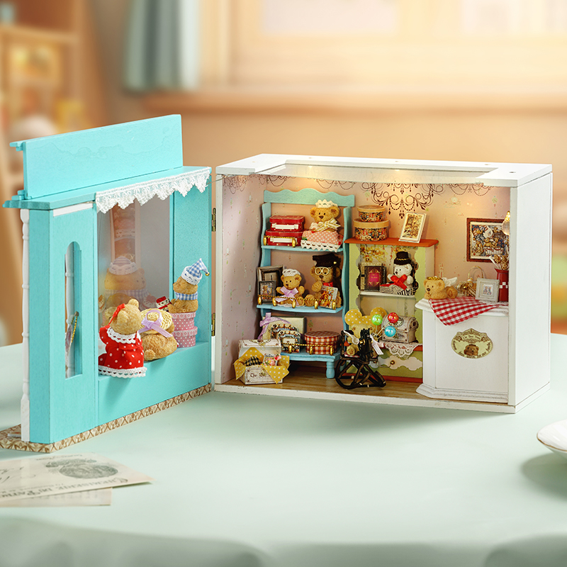 女の子のための木製の人形の家,クマの物語の店,ミニチュアキッ - Smart Garden Diy のレビューと価格