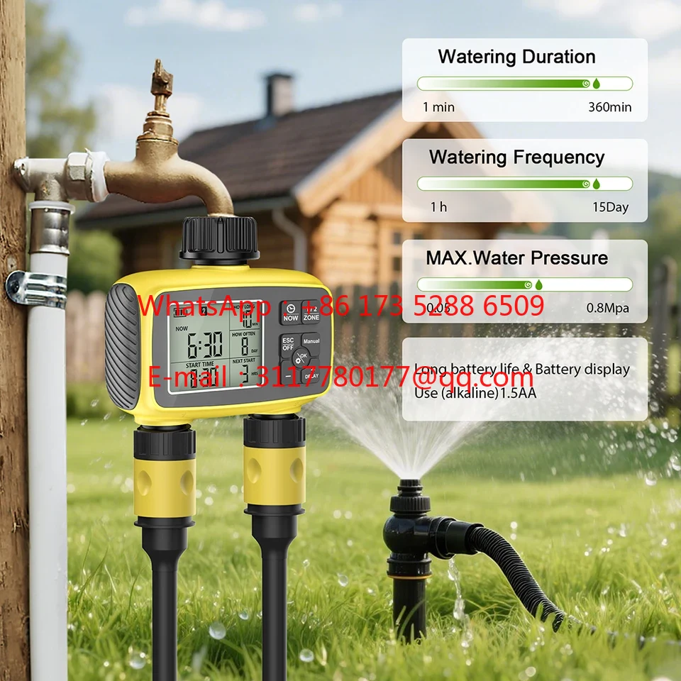 WAP01 大型画面ディスプレイ ガーデン灌漑タイマー 2口 - Smart Garden Irrigation System のレビューと価格
