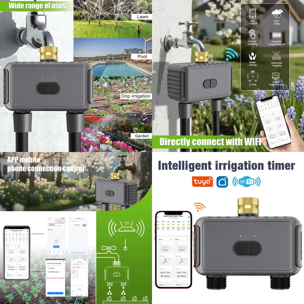 WAP01 WiFiアプリ制御 デュアルホース水タイマー ス - Smart Garden Irrigation System のレビューと価格