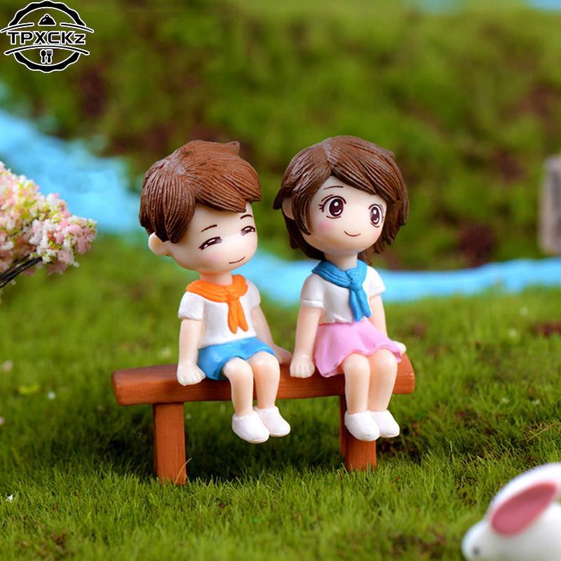 2個/3個DIYミニスツールカップル人形フェアリーガーデンミ - Smart Garden Diy のレビューと価格