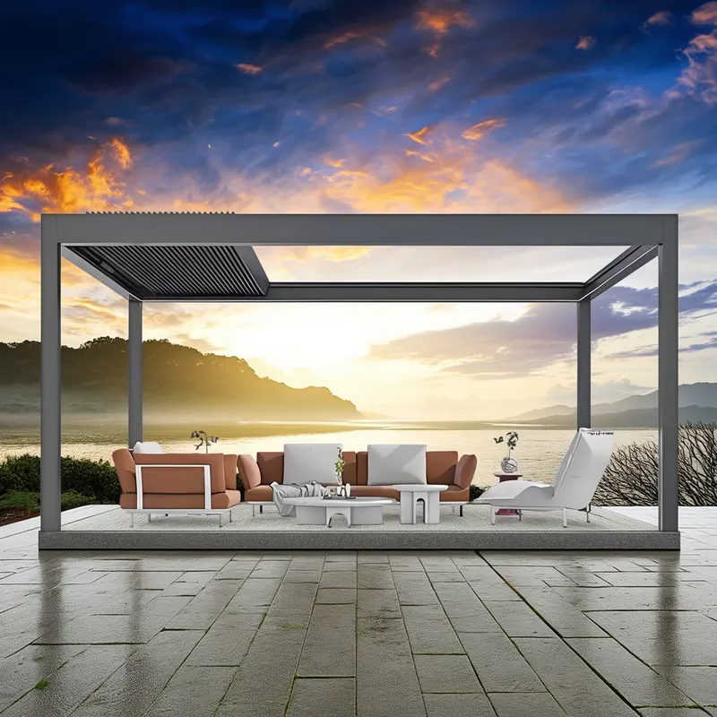 四季対応電動ガーデン屋外アルミパーゴラ、サイドルーフ付きスマ - Smart Garden Electric Pergola のレビューと価格