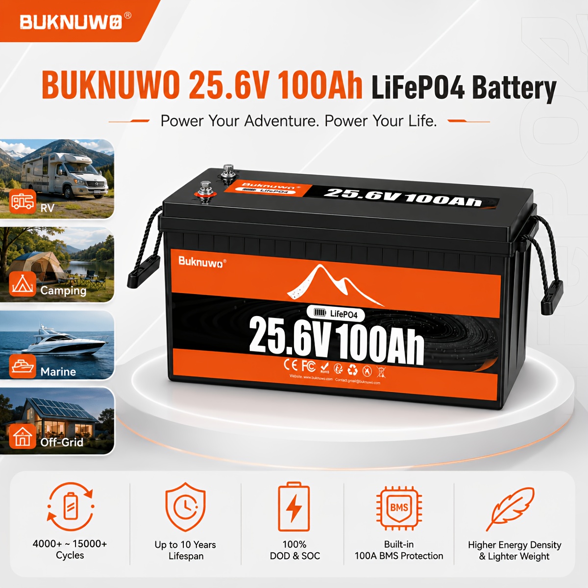 Buknuwo 4パック 25.6V 100Ah LiFeP - Smart Garden Arduino のレビューと価格